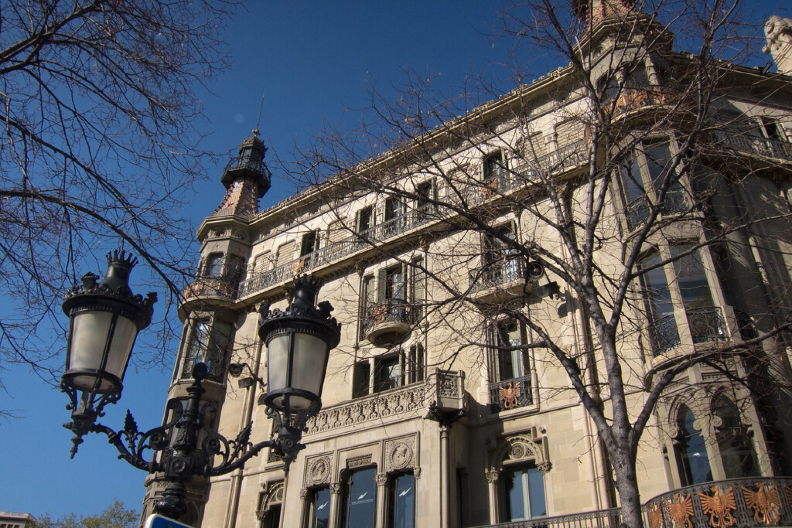 Decorative stone facade of a Barcelona building
